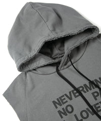 Tight Tension Heavy Weight Cotton Pile Fleece Sleeveless Hoodie - GRAY