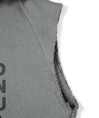 Tight Tension Heavy Weight Cotton Pile Fleece Sleeveless Hoodie - GRAY