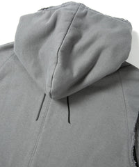Tight Tension Heavy Weight Cotton Pile Fleece Sleeveless Hoodie - GRAY