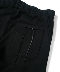 Tight Tension Heavy Weight Cotton Pile Fleece Shorts - BLACK