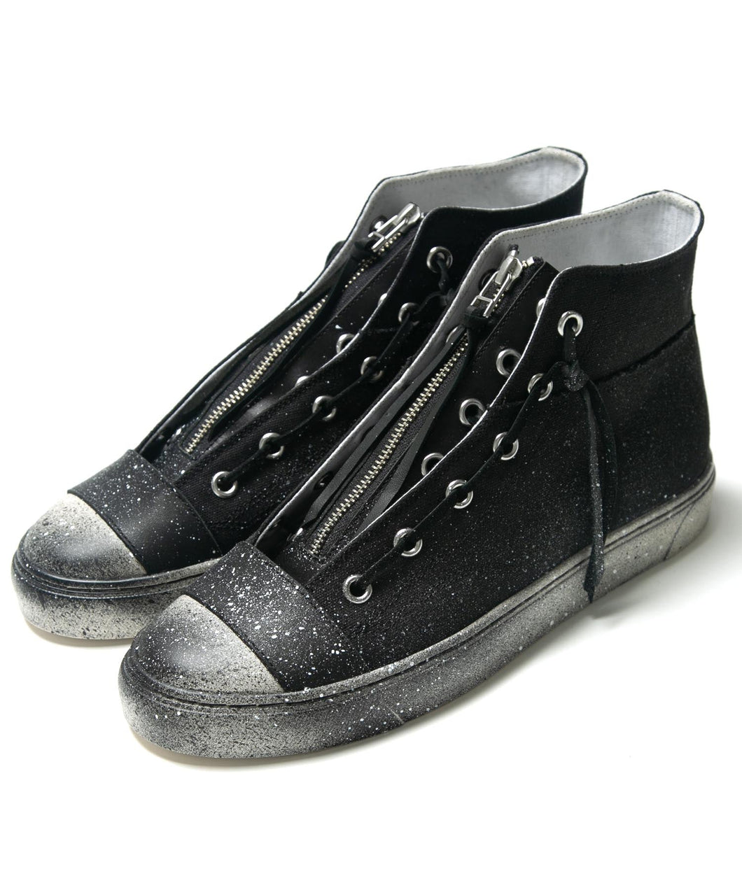 Leather Zip Tan Sneaker / BLACK
