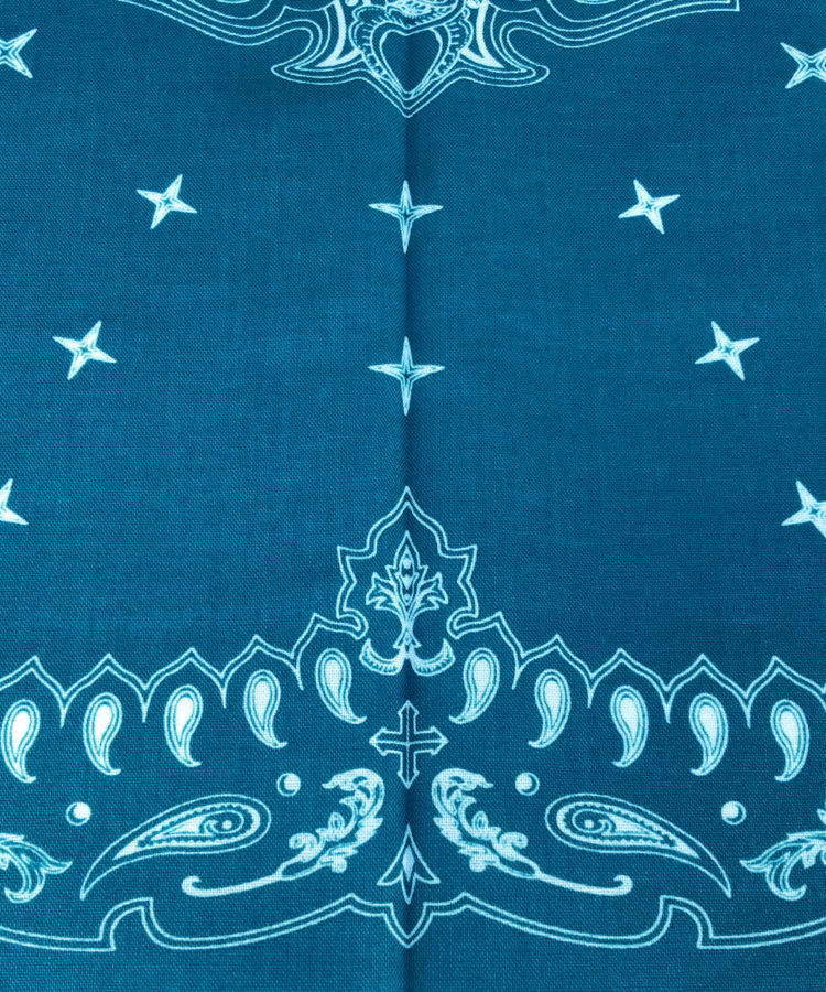 コットン バンダナ - ターコイズ × ホワイト