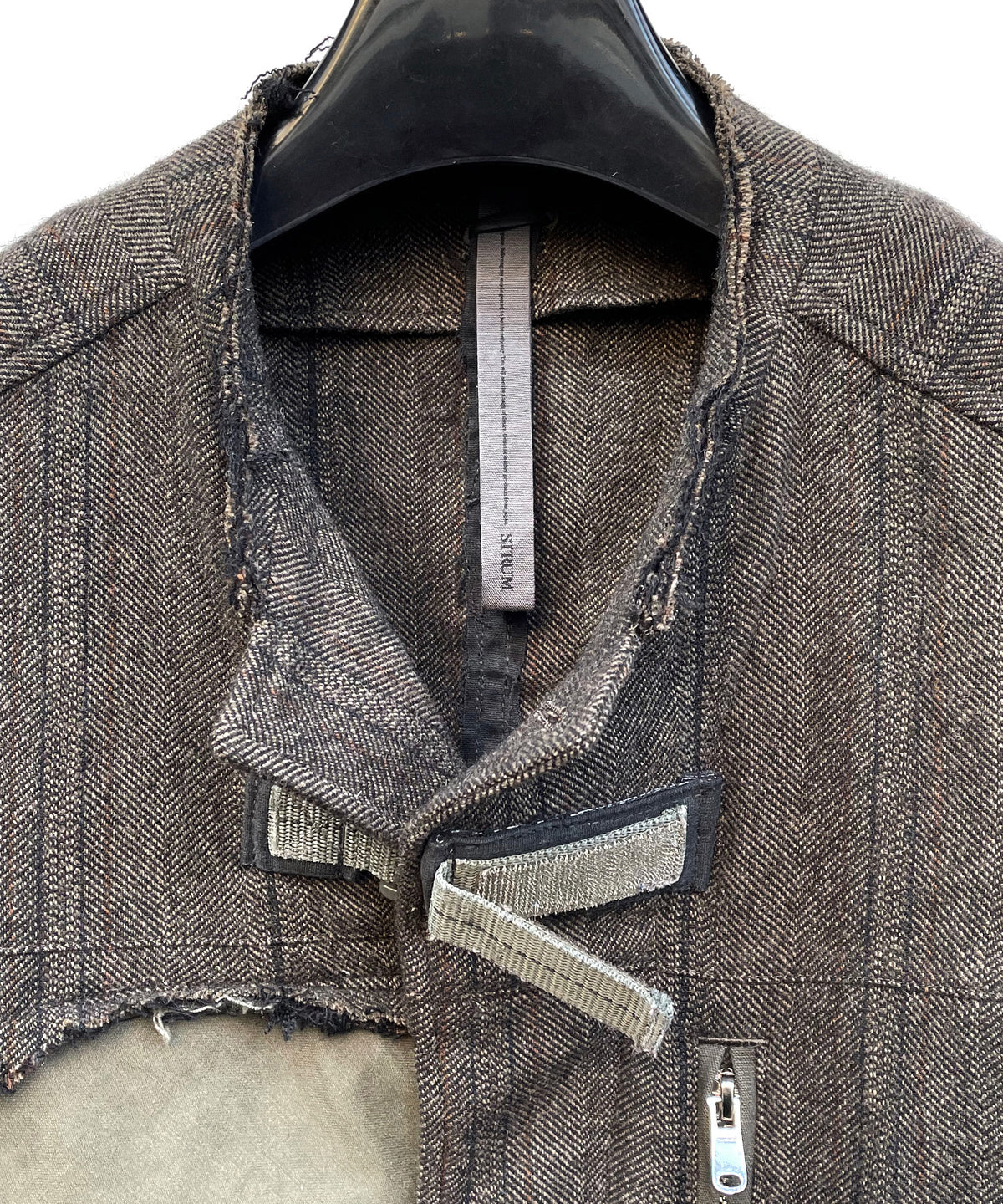 【一点物】タスマニアウール ヘリンボーンストライプ ジャケット × オランダ軍フィールドジャケット × ヴィンテージ ワークパンツ リメイク オーバーサイズジャケット - KHAKI - Lサイズ相当