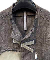 【一点物】タスマニアウール ヘリンボーンストライプ ジャケット × オランダ軍フィールドジャケット × ヴィンテージ ワークパンツ リメイク オーバーサイズジャケット - KHAKI - Lサイズ相当