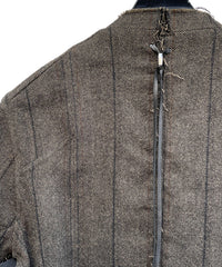 【一点物】タスマニアウール ヘリンボーンストライプ ジャケット × オランダ軍フィールドジャケット × ヴィンテージ ワークパンツ リメイク オーバーサイズジャケット - KHAKI - Lサイズ相当