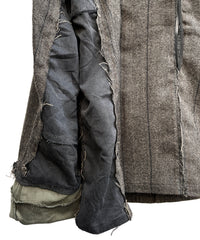 【一点物】タスマニアウール ヘリンボーンストライプ ジャケット × オランダ軍フィールドジャケット × ヴィンテージ ワークパンツ リメイク オーバーサイズジャケット - KHAKI - Lサイズ相当