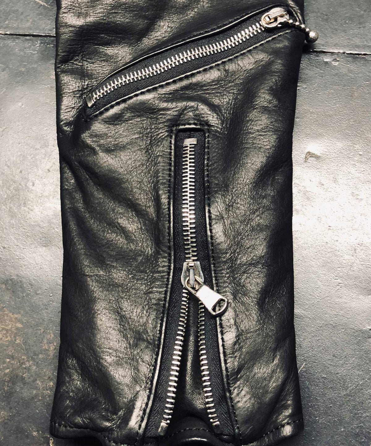 Domestic Vegetable Full Tanned Steer hide Garment Dyed Double Riders Jacket / Black