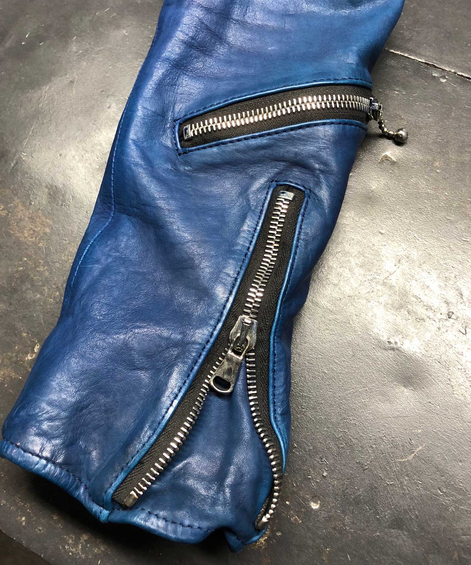 専用出品 ストラム Strum Speeder 地生フルタンニン ステア M 青 地生フルタンニンステア 製品染め シングルライダースジャケット