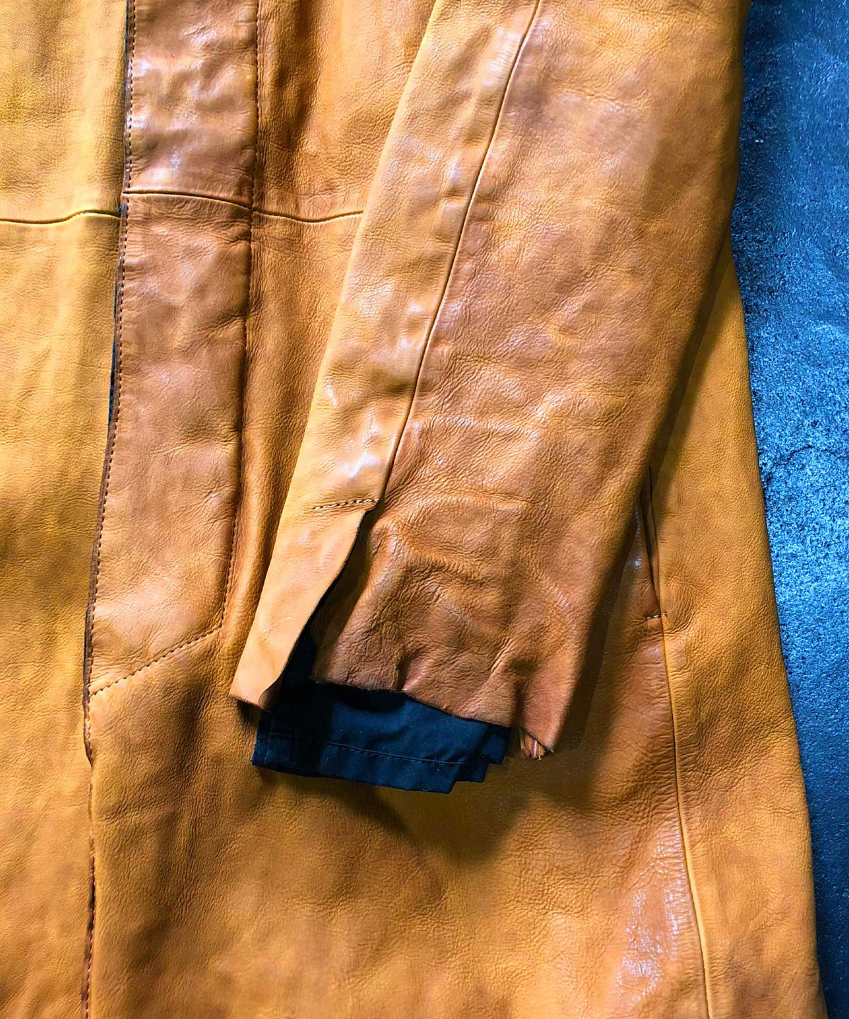 New 地生フルタンニンカーフ 製品染め ロングジャケット