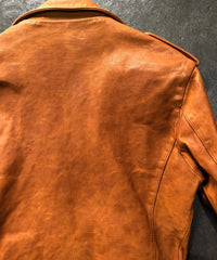New 地生フルタンニンカーフ 製品染め ダブルライダースジャケット - ブラウン