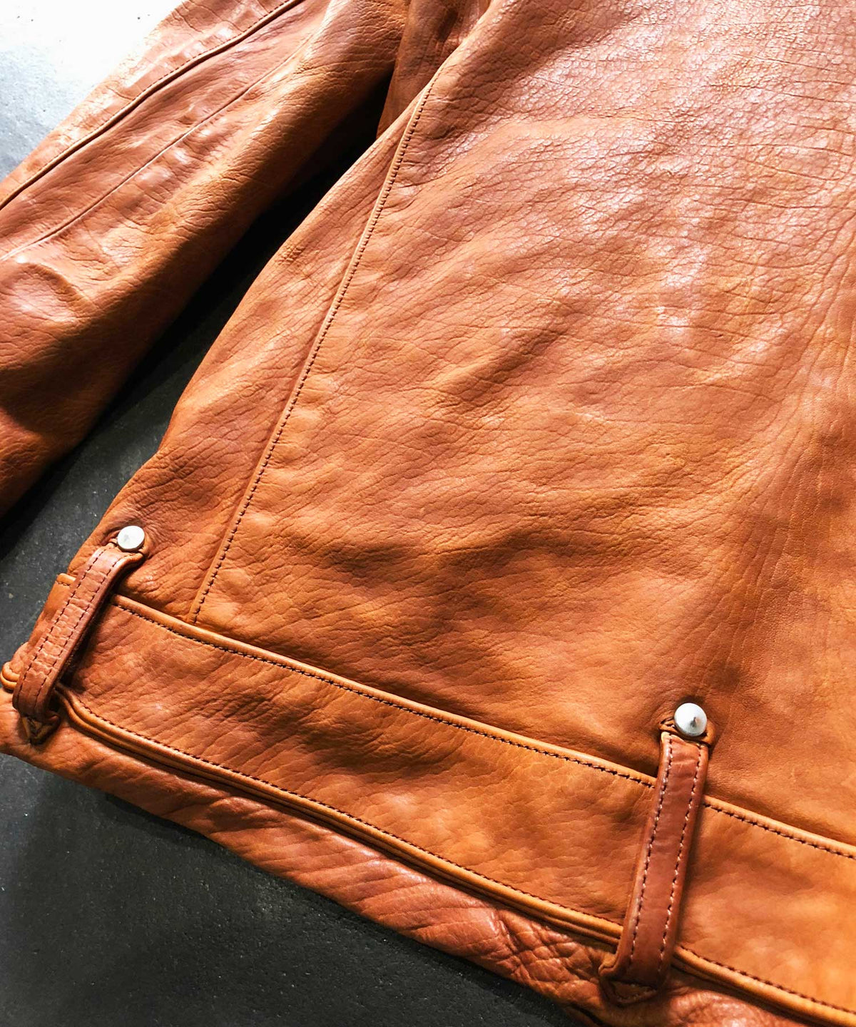 New 地生フルタンニンカーフ 製品染め ダブルライダースジャケット - ブラウン