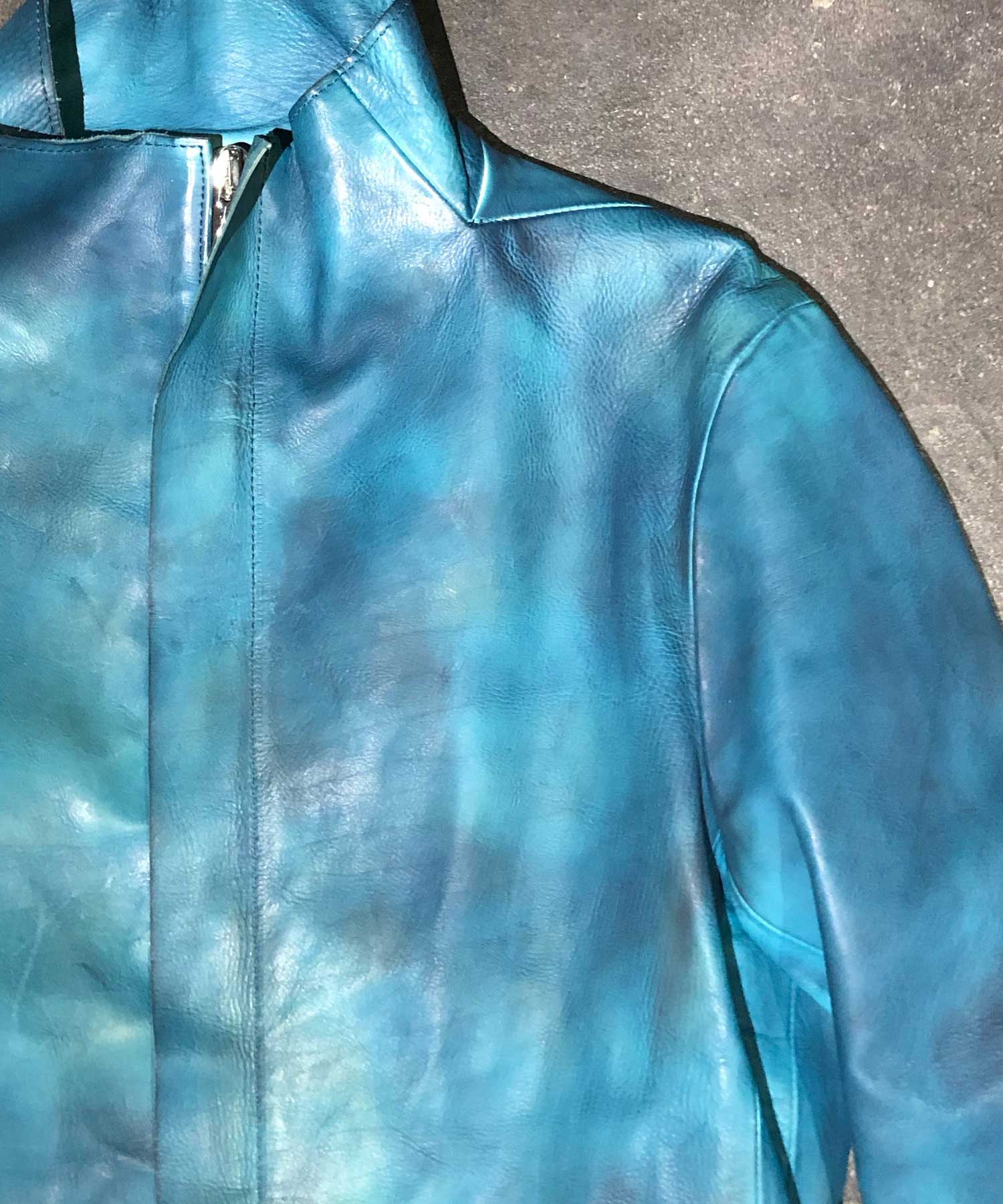 Burning Dyed】地生フルタンニン カーフ スタンドカラージャケット