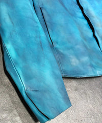 【Burning Dyed】地生フルタンニン カーフ スタンドカラージャケット - ブルーグリーン