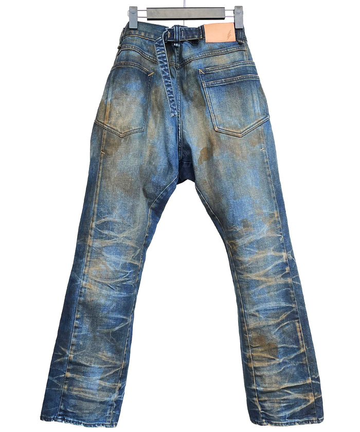 2店舗限定 12.5oz オーガニックコットン ストレッチデニム BOXY IGGY ボックスワイドストレート Burnyard（バーンヤード）加工 - INDIGO
