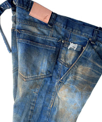 2店舗限定 12.5oz オーガニックコットン ストレッチデニム BOXY IGGY ボックスワイドストレート Burnyard（バーンヤード）加工 - INDIGO