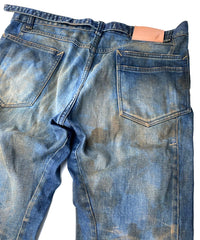 2店舗限定 12.5oz オーガニックコットン ストレッチデニム BOXY IGGY ボックスワイドストレート Burnyard（バーンヤード）加工 - INDIGO