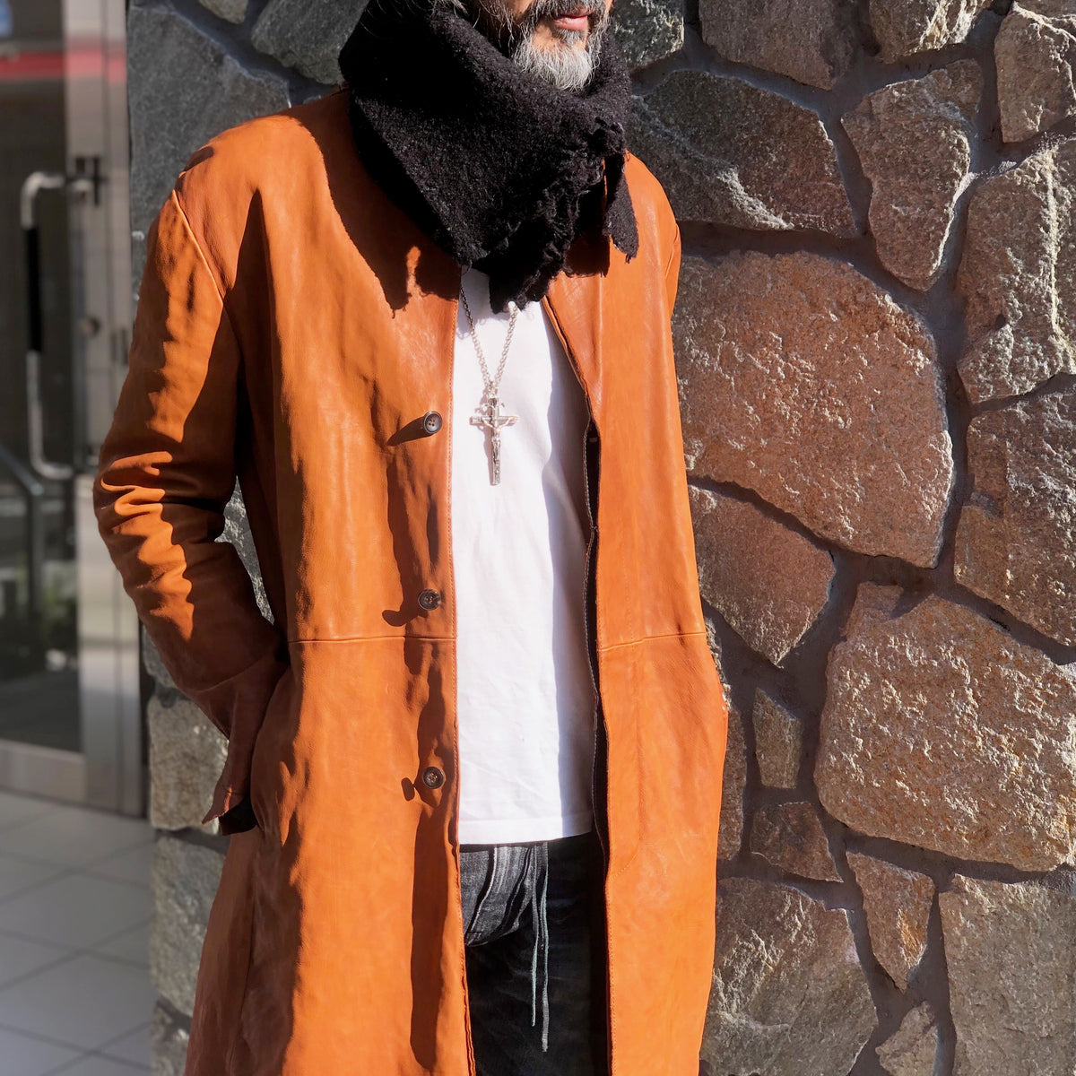 シルク混ウール コットン縮絨ツイード スヌード