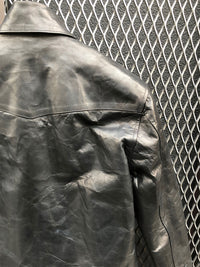 地生フルタンニンカーフ イタリアン OIL/WAX 加工 ウエスタンシャツ - ブラック