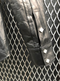 地生フルタンニンカーフ イタリアン OIL/WAX 加工 ウエスタンシャツ - ブラック