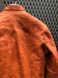 地生フルタンニンカーフ イタリアン OIL/WAX 加工 シングルライダースジャケット - ブラウン