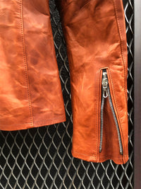 地生フルタンニンカーフ イタリアン OIL/WAX 加工 シングルライダースジャケット - ブラウン