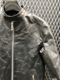 地生フルタンニンカーフ イタリアン OIL/WAX 加工 シングルライダースジャケット - ブラック