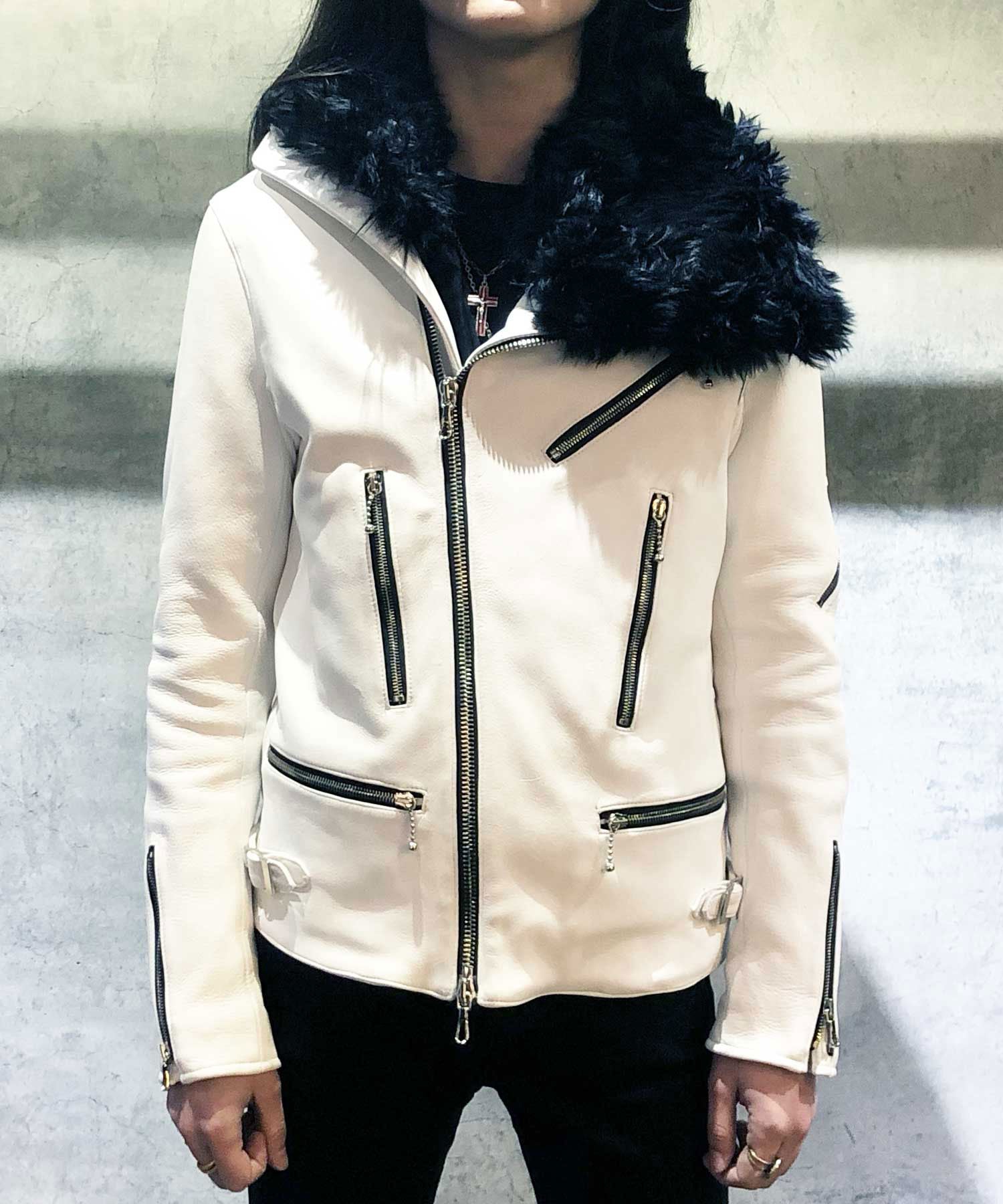 アルデヒド鞣し ディアスキン MAD ライダースジャケット - ピュア