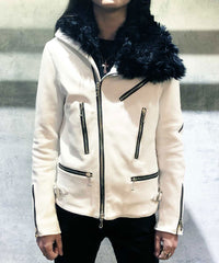 アルデヒド鞣し ディアスキン MAD ライダースジャケット - ピュアホワイト