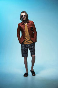 Domestic Vegetable Full Tanned Calf Skin Italian OIL / WAX Processed Western Shirt / Brown