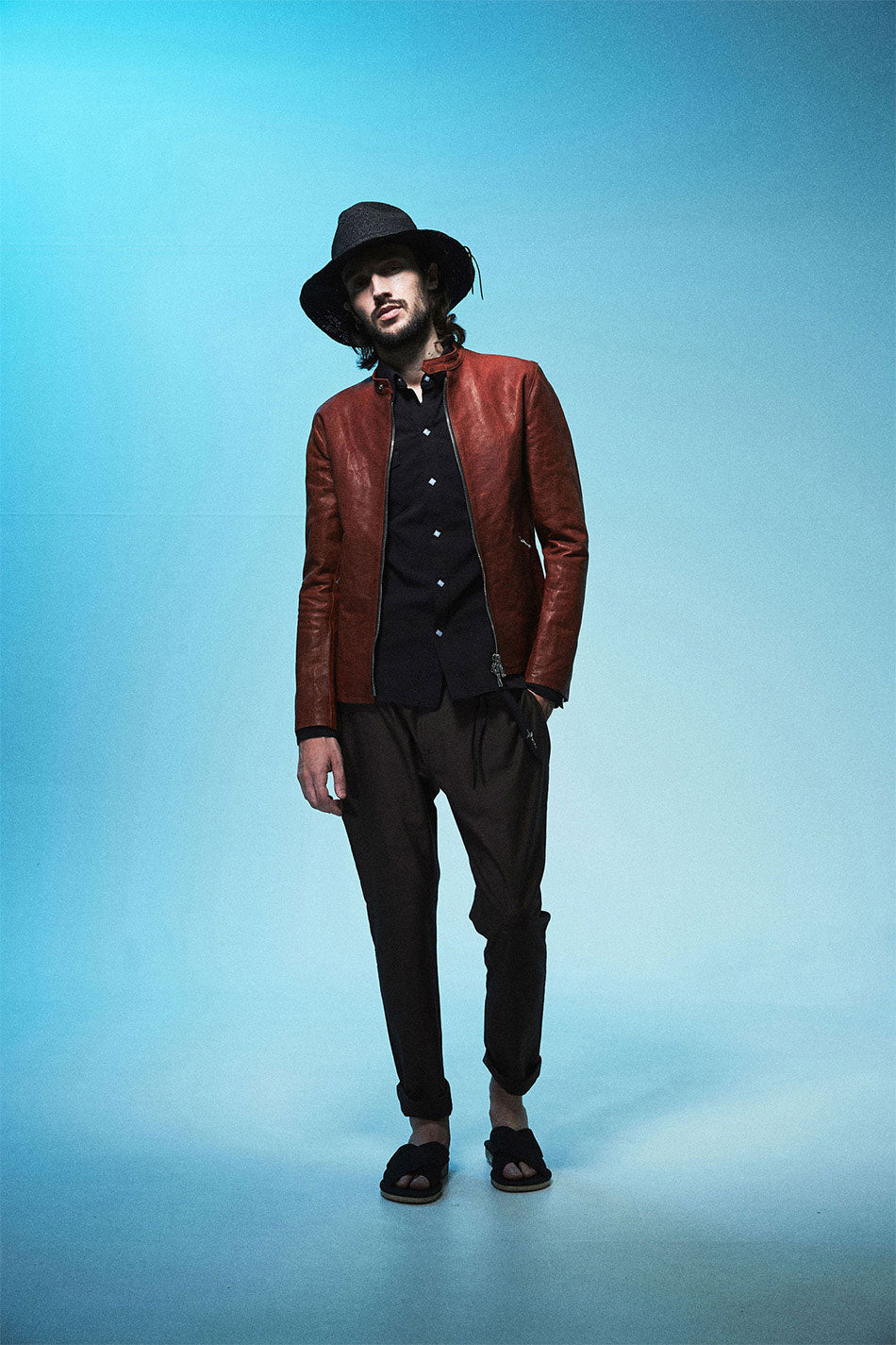 地生フルタンニンカーフ イタリアン OIL/WAX 加工 シングルライダースジャケット - ブラウン