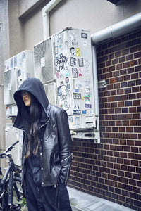 Italian Oil Lambskin Coach Jacket / BLACK