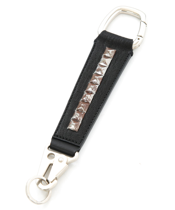 [Session] Pit Vegetable Full tanned Shrank Horse hide studs key chain / black
