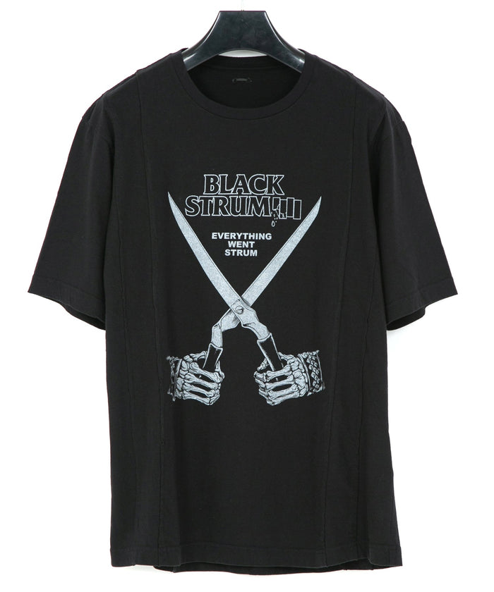 30/- ナチュラルソフト天竺 BLACK STRUM ワイド Tシャツ - BLACK