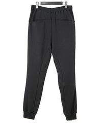 ストレッチコットンポリ ベロア加工ニット スエットパンツ - BLACK
