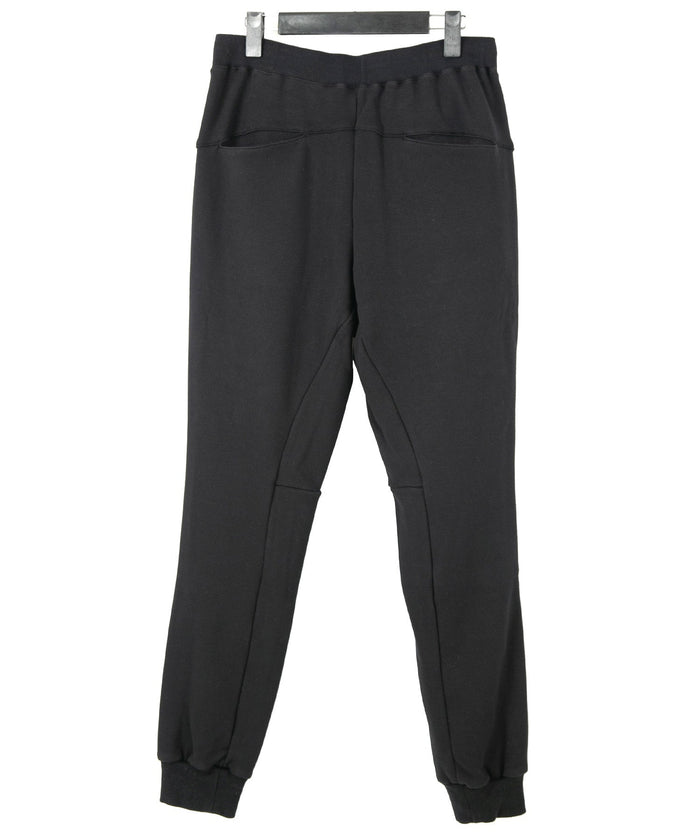 ストレッチコットンポリ ベロア加工ニット スエットパンツ - BLACK