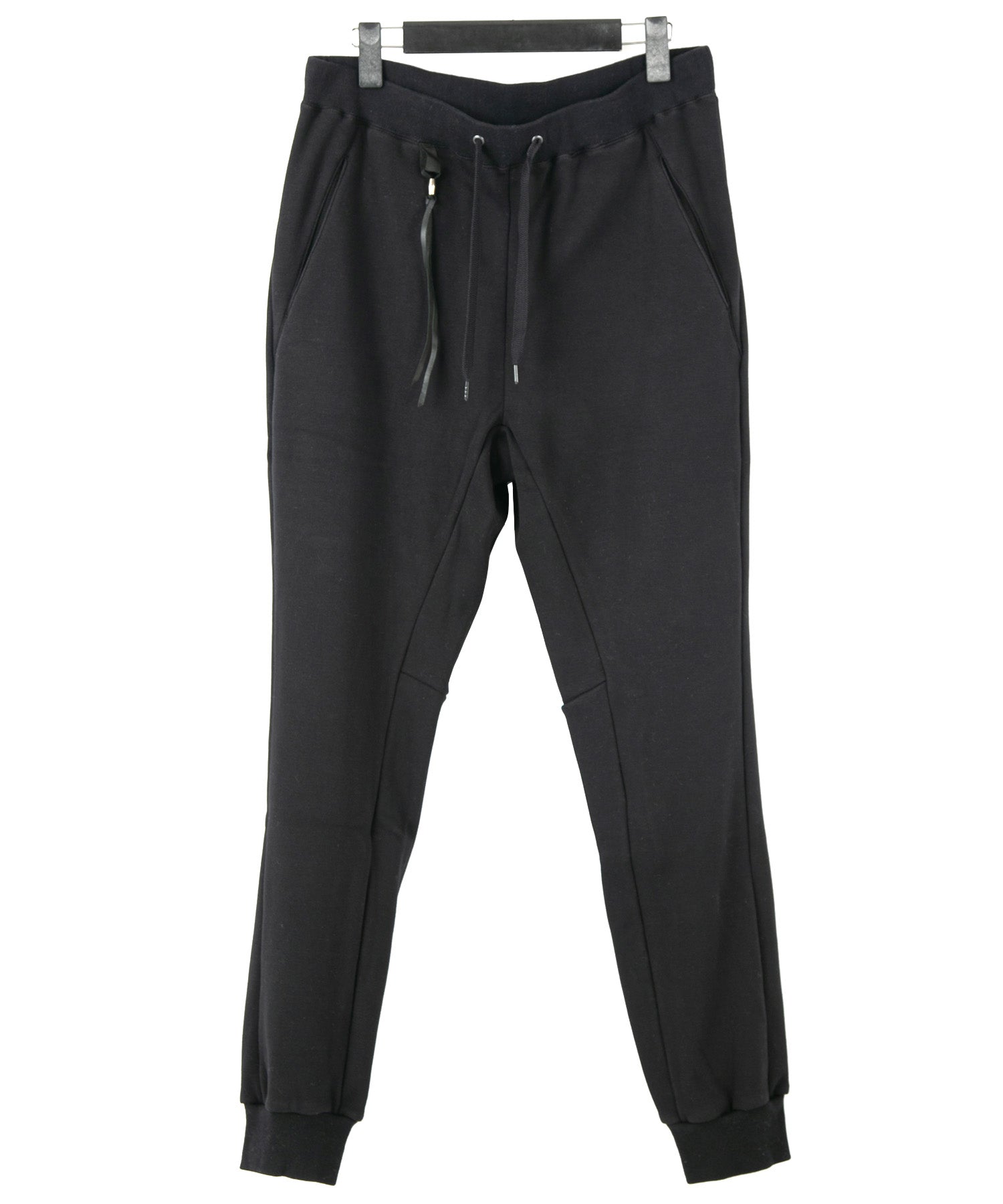 Load image into Gallery viewer, Stretch Cotton Polyester Knit Backside Velor finish Sweat pants - BLACK