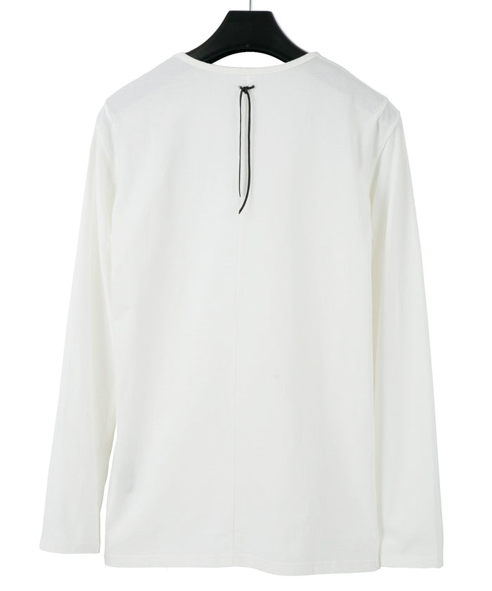30/- ナチュラルソフト天竺 クルーネック ロングスリーブ T シャツ - WHITE