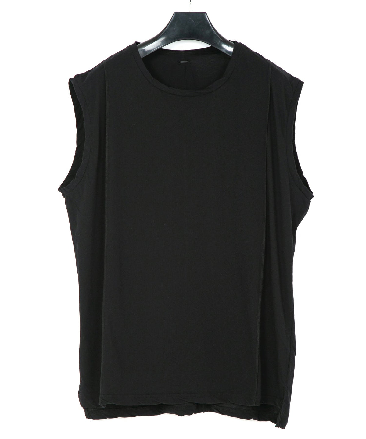 Hard Twist Cotton Over Size Sleeveless Cut&Sew - BLACK