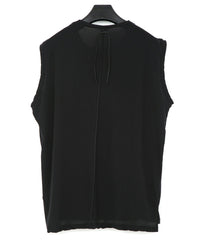 Hard Twist Cotton Over Size Sleeveless Cut&Sew - BLACK