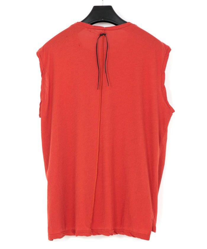 80/2 強撚天竺 オーバーサイズ ノースリーブ カットソー - RED