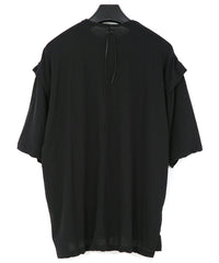 Hard Twist Cotton Oversize Layered Crew Neck T-shirt - BLACK