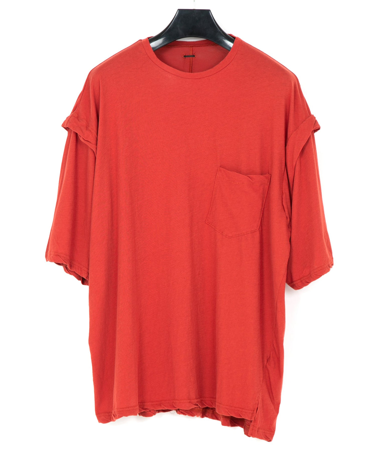 80/2 強撚天竺 オーバーサイズ レイヤード クルーネック T シャツ - RED