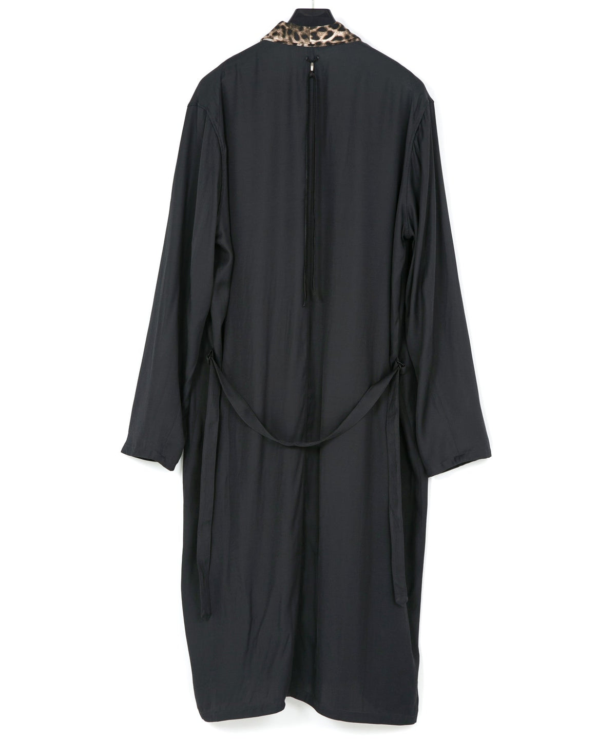 レーヨン ツイール & ポリエステルレオパードサテン ロングガウン - BLACK×LEOPARD