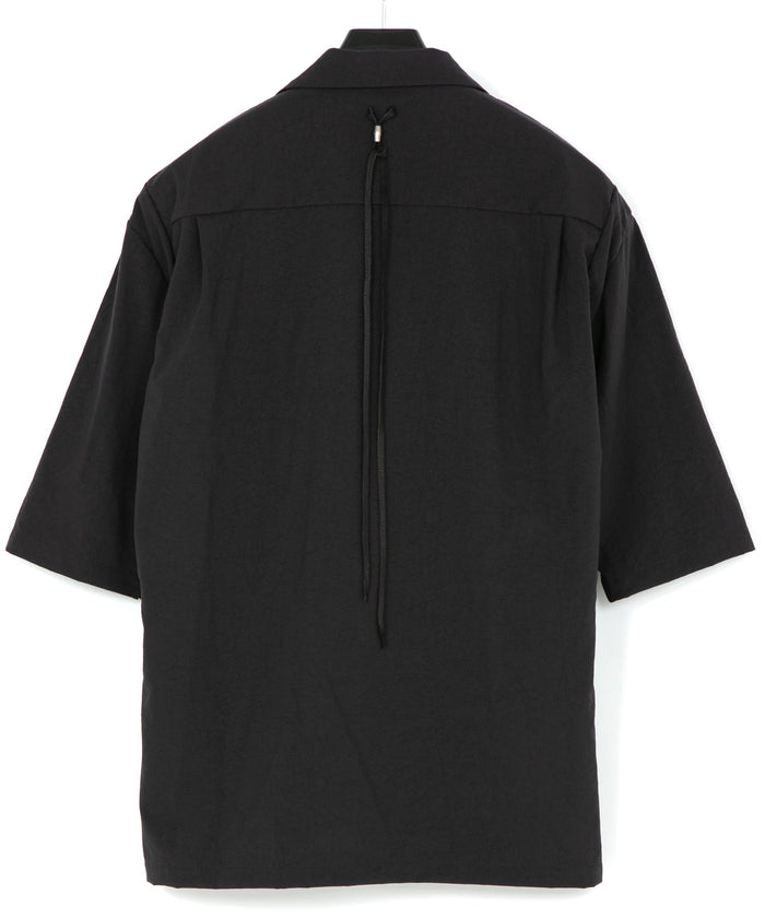 タスラン加工ナイロンオックス 半袖開襟シャツ - BLACK
