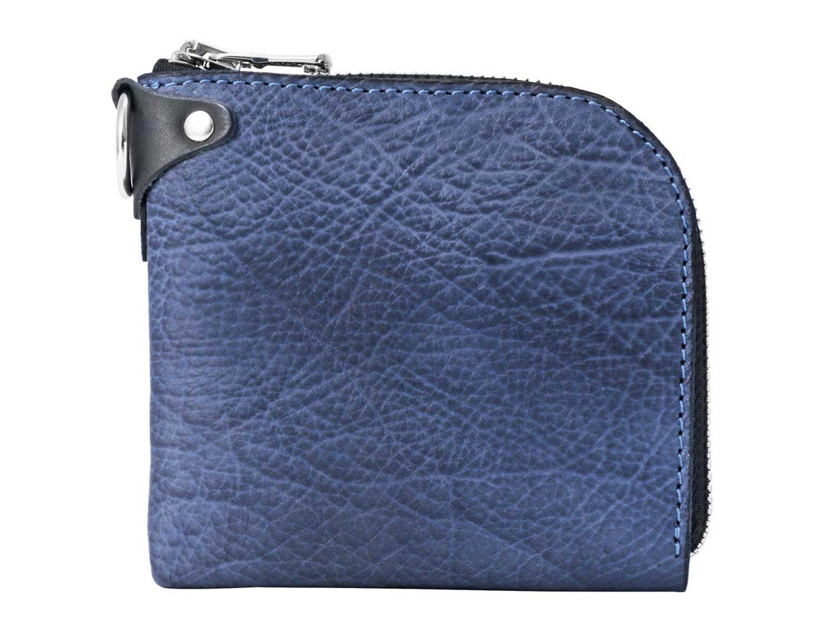  [Burning Dyed] Domestic Vegetable Full Tanned Calf Shrank Skin Wallet / Gun Blue