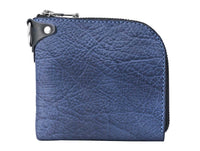  [Burning Dyed] Domestic Vegetable Full Tanned Calf Shrank Skin Wallet / Gun Blue