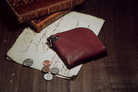 [Burning Dyed] Domestic Vegetable Full Tanned Calf Skin Wallet / Burgundy