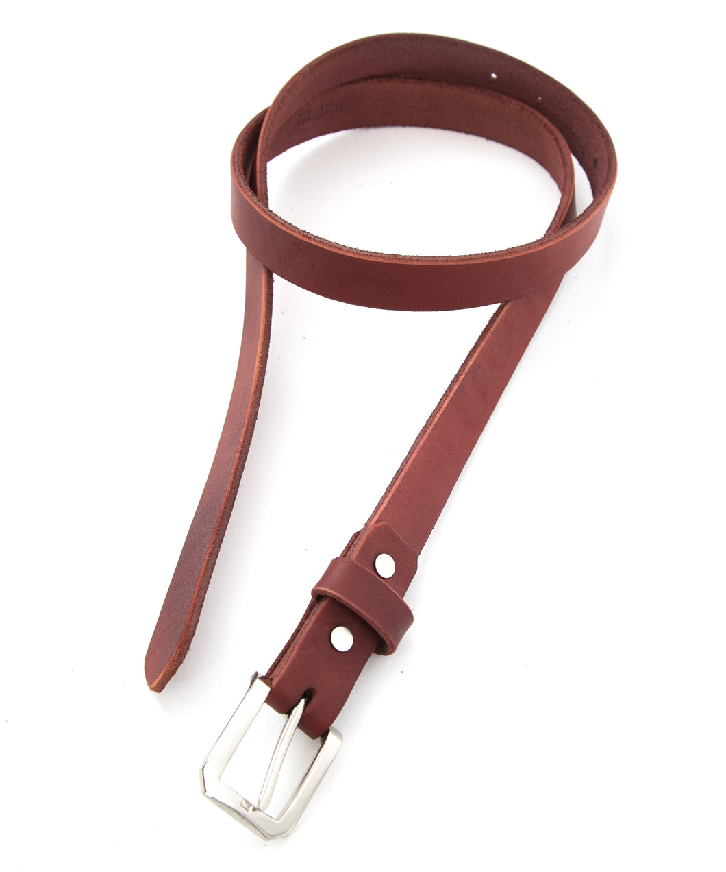 Burning Dyed Domestic Tanned Bends Narrow Belt / BURGUNDY