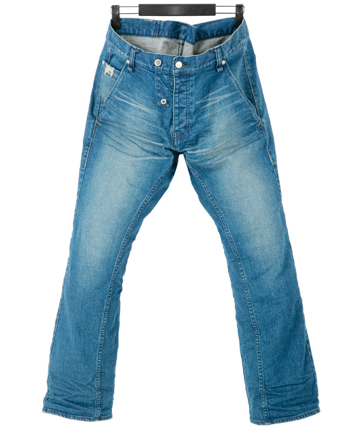 12.5oz オーガニックコットン ストレッチデニム BOXY IGGY ボックスワイドストレート ユーズド加工 - INDIGO