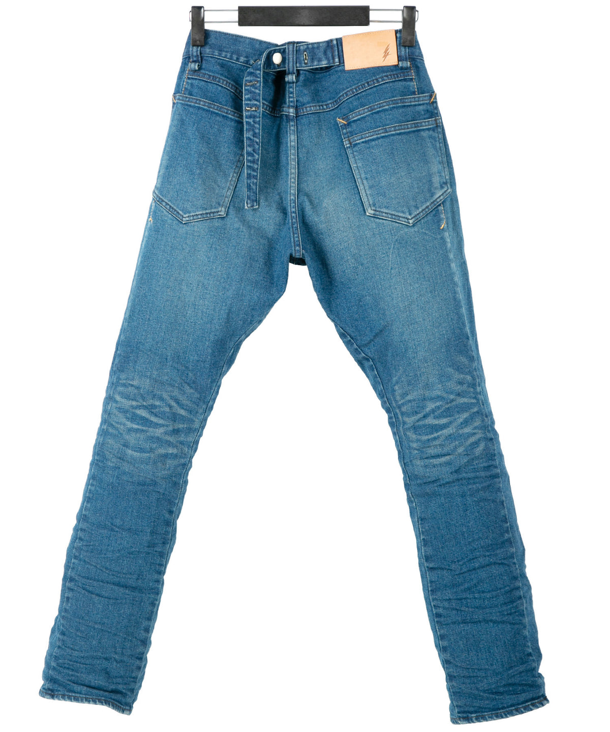 12.5oz オーガニックコットン ストレッチデニム BOXY IGGY ボックスワイドストレート ユーズド加工 - INDIGO